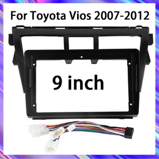 อะแดปเตอร์กรอบเครื่องเสียงสเตอริโอ 2Din พร้อมสายไฟ สําหรับ Toyota Vios 07-12 9 นิ้ว