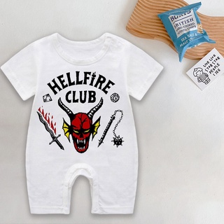 ชุดจั๊มสูทรอมเปอร์แขนสั้น ลาย Stranger Things Season 4 Hellfire Club Tone Raglan น่ารัก สําหรับเด็กทารกแรกเกิดผู้ชาย ผู้หญิง 2022