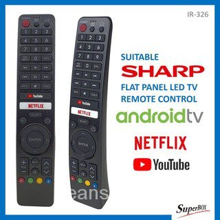 Sharp สําหรับ Sharp แผงแบน Android TV รีโมทคอนโทรล YouTube Netflix (IR-326) /Android TV gb326wjsa gb