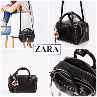 ZARA STUDDED MINI BOWLING BAG