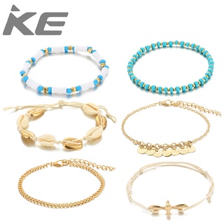 Resort Rice Beads Dayan Disc Shell Tassel Anklet 6-Piece Set Women for girls for women low pri