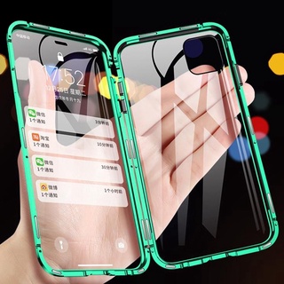 เคสโทรศัพท์มือถือแบบแก้ว แม่เหล็ก สองด้าน 360 องศา สําหรับ iphone 12 Pro Max 12 Pro 12 mini 11 Pro Max 11