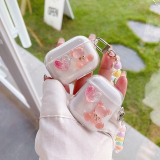 เคสหูฟัง ลายหมีน่ารัก พร้อมสร้อยข้อมือ สําหรับ AirPods 3 AirPods Pro AirPods 2