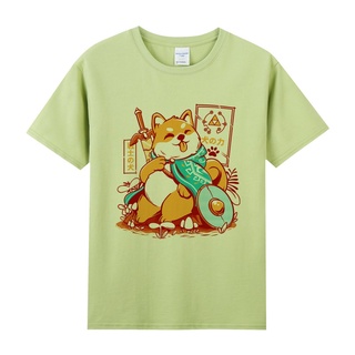 เสื้อยืดสีขาว✖┋▦Spoof tide แบรนด์ joint Shiba Inu Akita เกม Zelda รอบผ้าฝ้ายแขนสั้นหลวมเสื้อยืดผู้ชายและผู้หญิงฤดูร้อนS-