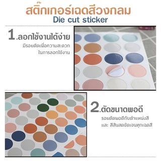 สติ๊กเกอร์วงกลม ไดคัท หน้าอีโมชั่น จุดกลม ตกแต่งไดอารี่ DIY✔️พร้อมส่ง สติกเกอร์ สติ๊กเกอร์เฉดสี