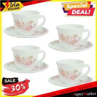 ✨นาทีทอง✨ ยูเอส ชุดแก้วกาแฟ โอฟิเลีย เซ็ต 8 ชิ้น รุ่น OPL-048 คละลาย US Opal Glass Coffee Cup &amp; Saucer Set Ophelia 8 pcs