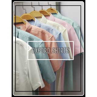 เสื้อเชิ้ตแขนสั้น คอปก ผ้า Oxford สีฟ้าอ่อน/ครีม/ชมพู/โอรส/เขียวมิ้นท์ มีถึงไซส์ 4XL