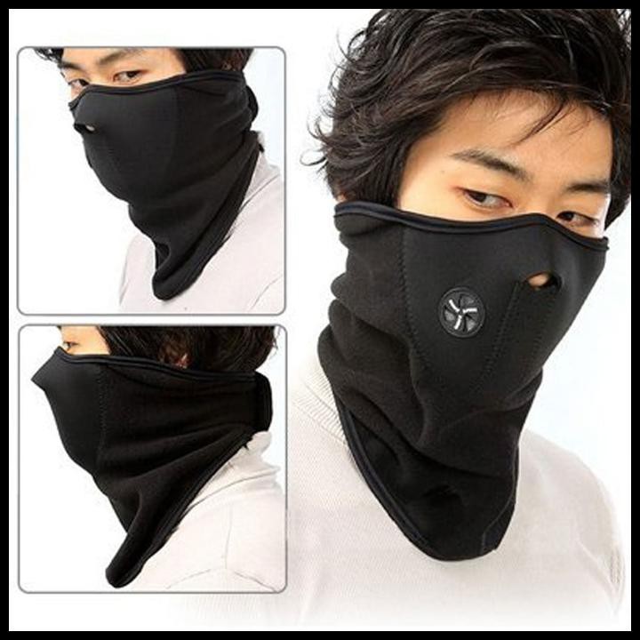 HOT DEAL THERMAL MASK MOTORCYCLE MASK SKI DUST FILTER HALF MASK BALACLAVA X-SPORTS - สีดํา