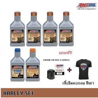 AMSOIL HARLEY SET พรีเมี่ยม ชุดเปลี่ยนถ่ายน้ำมันเครื่อง Harley สุดคุ้ม แถมฟรี Amsoil Filter EAOM134 และเสื้อสีเทา