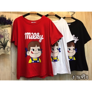 เสื้อยืดแขนสั้นสกีนลาย milky