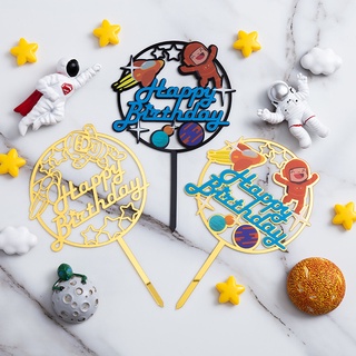 【New Arrival】Space Theme Party Cake Topper ตกแต่งสุขสันต์วันเกิดสำหรับเด็กผู้ชาย (XQ)