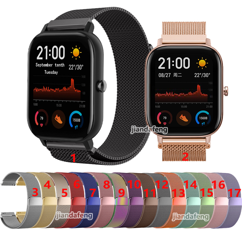 สายนาฬิกาข้อมือ สเตนเลส แม่เหล็ก สําหรับ Huami Amazfit GTS