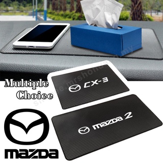 พรมปูพื้นรถยนต์ สําหรับ Mazda 2 3 CX3 CX30 Familia Axela ​แผ่นซิลิโคน กันลื่น ลายโลโก้สัญลักษณ์ สําหรับวางโทรศัพท์มือถือ แว่นตากันแดด ตกแต่งรถยนต์