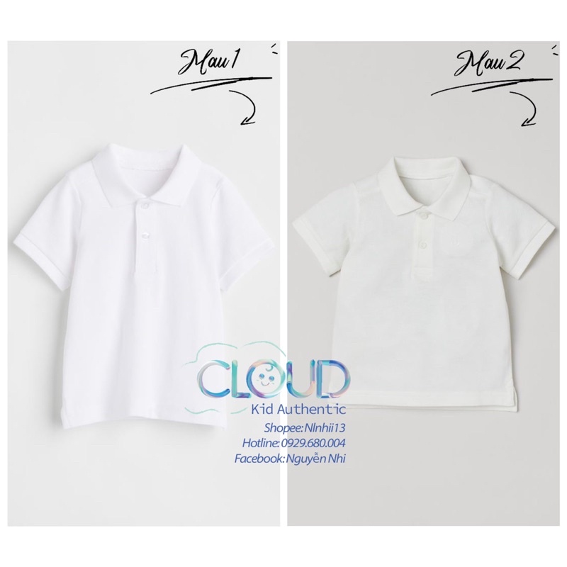 [FORM TO] เสื้อโปโลสีขาว HM UK/KR ของแท้ สําหรับเด็ก ขนาดตั้งแต่ 4-6m TO 3-4y
