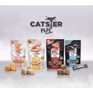 caster play ขนมแมว freeze dried Catster ขนมแมว เนื้อแซลมอน ฟรีซดราย salmon freeze dried 40กรัม ( ขนมแมว )