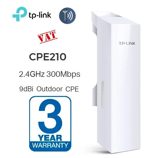 TP-LINK ACCESS POINT (แอคเซสพอยต์) 2.4GHz 300Mbps 9dBi Outdoor CPE (CPE210) รับประกัน 3 ปี