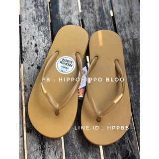 สายเล็ก สีน้ำตาลอ่อน คาราเมล Brown Caramel Hippo Bloo  รองเท้าแตะฮิปโป  No .37-38-39-40-41