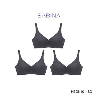 Sabina เสื้อชั้นใน (Set 3 ชิ้น) (ไม่มีโครง) รุ่น Happy Adult รหัส HBON4011SD สีเทาเข้ม