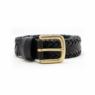 Brown Stone เข็มขัดหนังแท้ Braid Belt Solid Brass – Matte Black