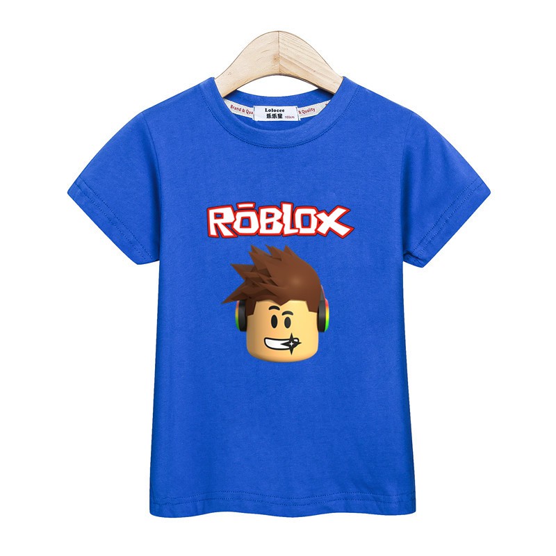 เสื้อยืดผ้าฝ้าย ลาย ROBLOX สำหรับเด็กผู้ชาย เสื้อฤดูร้อนสำหรับเด็ก
