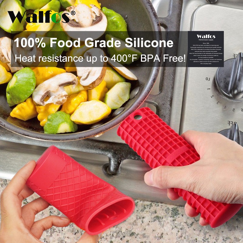 WALFOS ทนความร้อนหนาซิลิโคนผู้ถือหม้อครัวเครื่องมือซิลิโคนลื่น