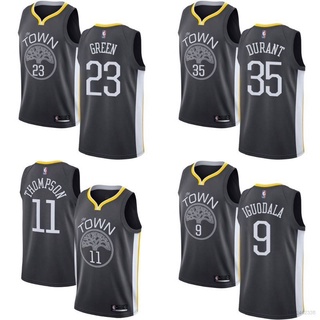 เสื้อกีฬาบาสเก็ตบอล แขนกุด ลายทีม NBA Jersey Black Thompson Green Iguodala Durant สําหรับผู้ชาย