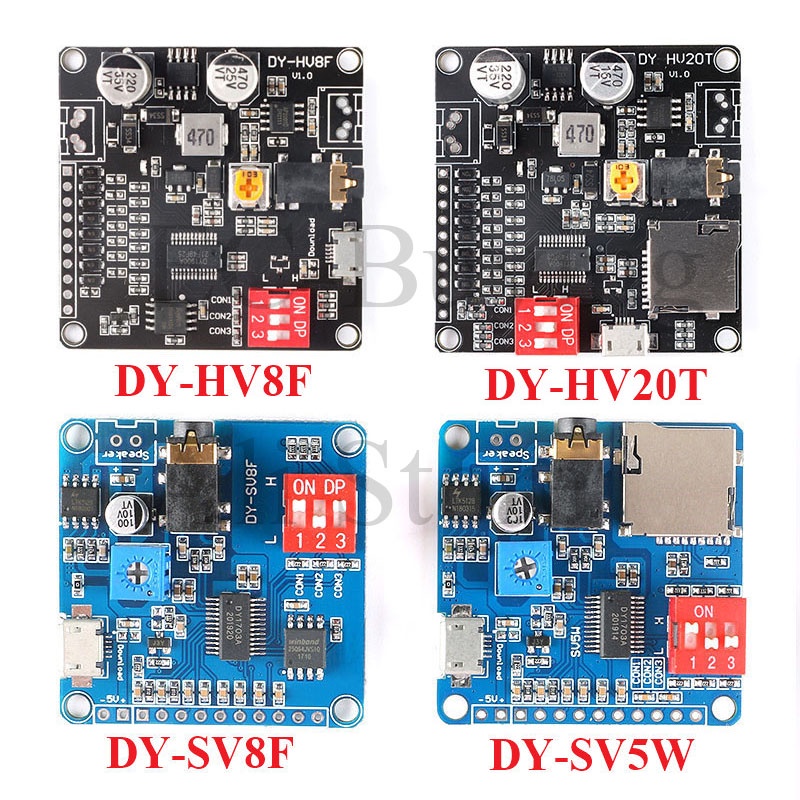 โมดูลการเล่นเสียง MP3 เครื่องเล่นเพลง UART I/O Trigger Amplifier Board DY-SV17F DY-SV5W DY-SV8F DY-H