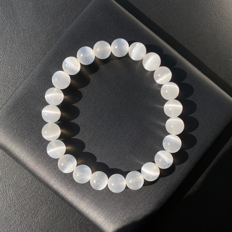 กำไลหินแท้ เซเลไนต์ (Selenite) 6mm 8mm 10mm