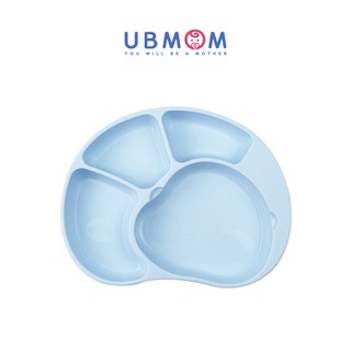 UBMOM ถาดอาหาร ซิลิโคน อย่างดี สำหรับเด็ก ฝึกทาน สีฟ้าตรายูบีมัม พรีเมียมจากเกาหลี