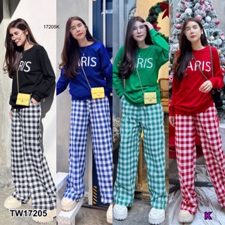 TW17205 ชุดเซ็ท เสื้อกางเกงขายาว ปารีส สี ดำ น้ำเงิน เขียว แดง