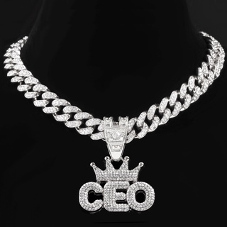 สร้อยคอ จี้มงกุฎตัวอักษร CEO สไตล์ฮิปฮอป