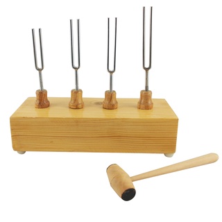 ส้อมเสียง 4 ชิ้น พร้อมกล่องกำทอนและไม้เคาะ (Tuning Fork 4 pcs. with Resonance Box and Hammer)