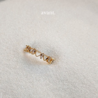 [10.10 ลดอีก 25% โค้ด 10FSWWT] Avantgarde.bkk 💗 Love yourself ring แหวนรูปหัวใจประดับพลอยสีขาว