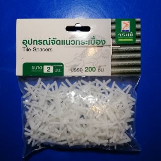 อุปกรณ์จัดแนวกระเบื้องขนาด2มิล ตราจรเข้ . Tile Spacers 2mm. บรรจุ200ชิ้นต่อ1ห่อ