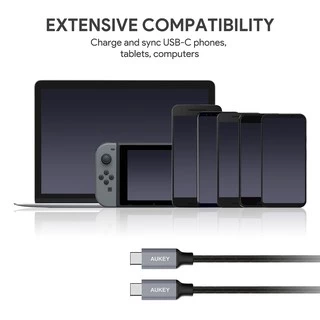 AUKEY สายชาร์จเร็ว 60W USB-C to USB-C 3A Nylon Braided Fast Charge | CB-CD5