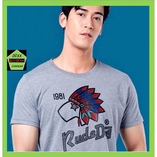 rudedog เสื้อคอกลม  ชาย หญิง  รุ่น Indian สีเทาอ่อน