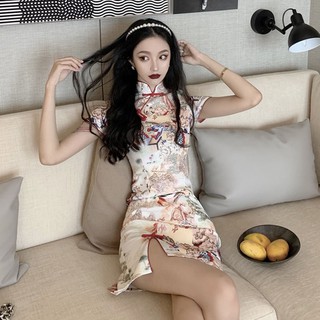 กี่เพ้า กี่เพ้าพร้อมส่ง ใหม่หญิงย้อนยุคสไตล์จีนสาวเซ็กซี่ cheongsam รุ่นปรับปรุงชุด (พร้อมส่งจากไทย)