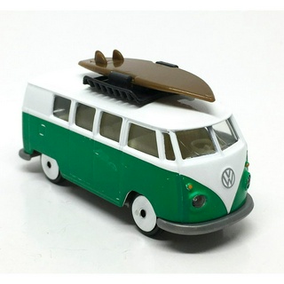 รถเหล็กมาจอเร็ต Majorette Volkswagen T1 with Surf Board สีเขียว/ขาว ขนาด 1/64 ยาว 8 cm มือสอง #003