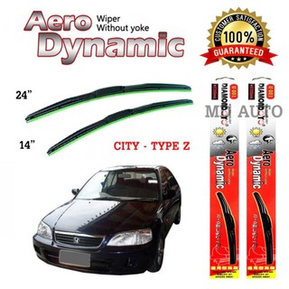 ใบปัดน้ำฝนทรง Aero Dynamic (Diamond eye) ขนาด 14" 24" นิ้ว สำหรับ HONDA TYPE Z 1999-2002 จำนวน 1 คู่