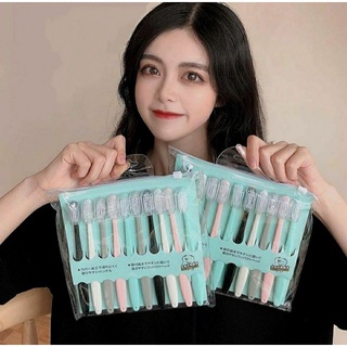 เซ็ตแปรงสีฟันขนนุ่ม10ด้าม สีพาสเทล ให้จับง่าย Toothbrush ทุกด้ามมีเคสหุ้มหัว