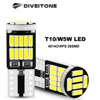 DIVEITONE 1 ชิ้น หลอดไฟ T10 Led Canbus W5W Led Bulbs 4014 26smd 7 สีให้เลือก  สําหรับติดป้ายทะเบียนรถยนต์ ไฟ LED ติดรถยนต์