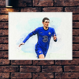 โปสเตอร์ ผ้าแคนวาส อันเดรียส คริสเตนเซ่น เชลซี Andreas Christensen Chelsea ภาพวาด ศิลปะ นักบอล นักฟุตบอล