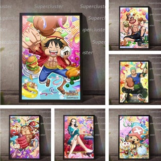 โปสเตอร์ภาพวาดผ้าใบ รูปการ์ตูนอนิเมะ One Piece สําหรับตกแต่งบ้าน