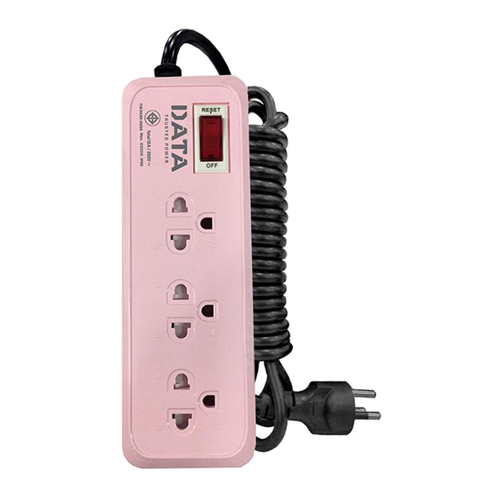 รางปลั๊กไฟ 3 ช่อง 1 สวิตช์ DATA PP3515P 3 ม. สีชมพู