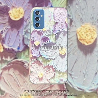 เคสโทรศัพท์ New Phone Casing Samsung Galaxy M52 5G M32 M22 4G Creativity Painting Purple Flowers Case TPU Soft Case Shockproof Cover เคส