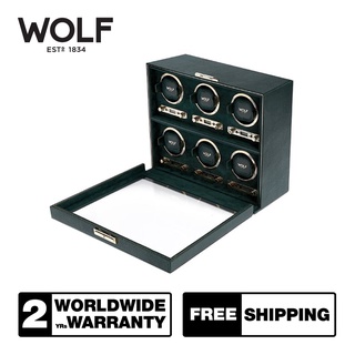 กล่องหมุน กล่องนาฬิกา WOLF1834 รุ่น BRITISH RACING 8 PIECE WATCH WINDER (GREEN)