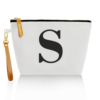 กระเป๋าผ้าลายอักษร ALPHABET CLUTCHES POUCH WHITE ”S”