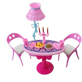 Vintage Furniture Lamp Chair Table Food For Barbie