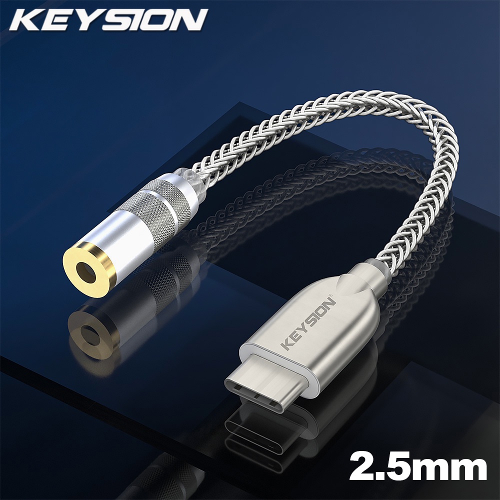✘KEYSION DAC หูฟังเพลงไม่สูญเสียข้อมูลถอดรหัส USB ประเภท C ถึง3.5มม./2.5มม./4.4มม.HD Hi-Fi เสียงดิจิ