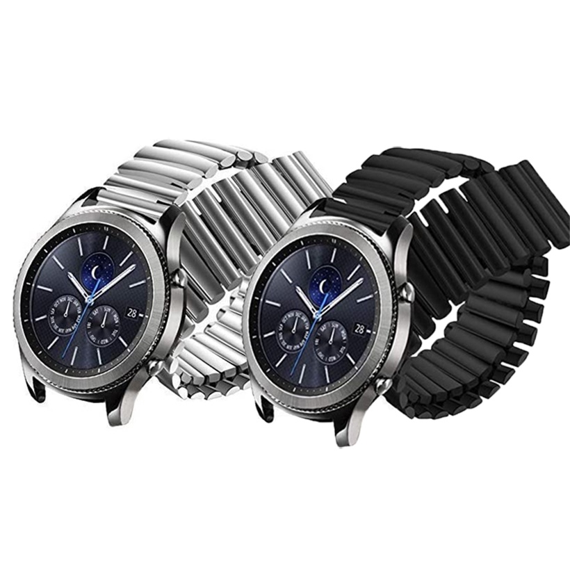 สายนาฬิกาข้อมือ สเตนเลส แบบยืดหยุ่น เนื้อแมตต์ สีเงิน สีดํา สําหรับผู้ชาย 20 มม. 22 มม. - รูปที่ 7
